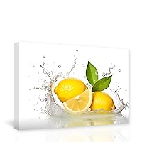 DOARTDO Kitchen Fruit Pictures Wall Decor Lemon Canvas Wall Art Food Painting Print Lemon Splash Water Kitchen Decor Frame (12.00