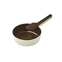 Dr. House Lumi Saute Pan, 7.9 inches (20 cm), Frying Pan, Ivory, IH Compatible, All Heat Sources, Fluorine Coating, Made in Korea