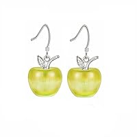 Uloveido Cute Apple Dangle Drop Fruit Stud Earrings Jewelry for Women and Teen Girls with Crystal YL007