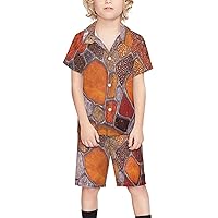 Stained Glass Pebble Texture Boy's Beach Suit Set Hawaiian Shirts and Shorts Short Sleeve 2 Piece Funny