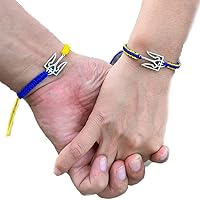 2 Pcs Ukraine Bracelets Ukraine National Emblem Symbol Charm Bracelet Jewelry for Couples Men Women