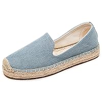 U-lite Women's Classic Slip on Flat Shoes Casual Cap-Toe Platform Simple Espadrille Canvas Loafers