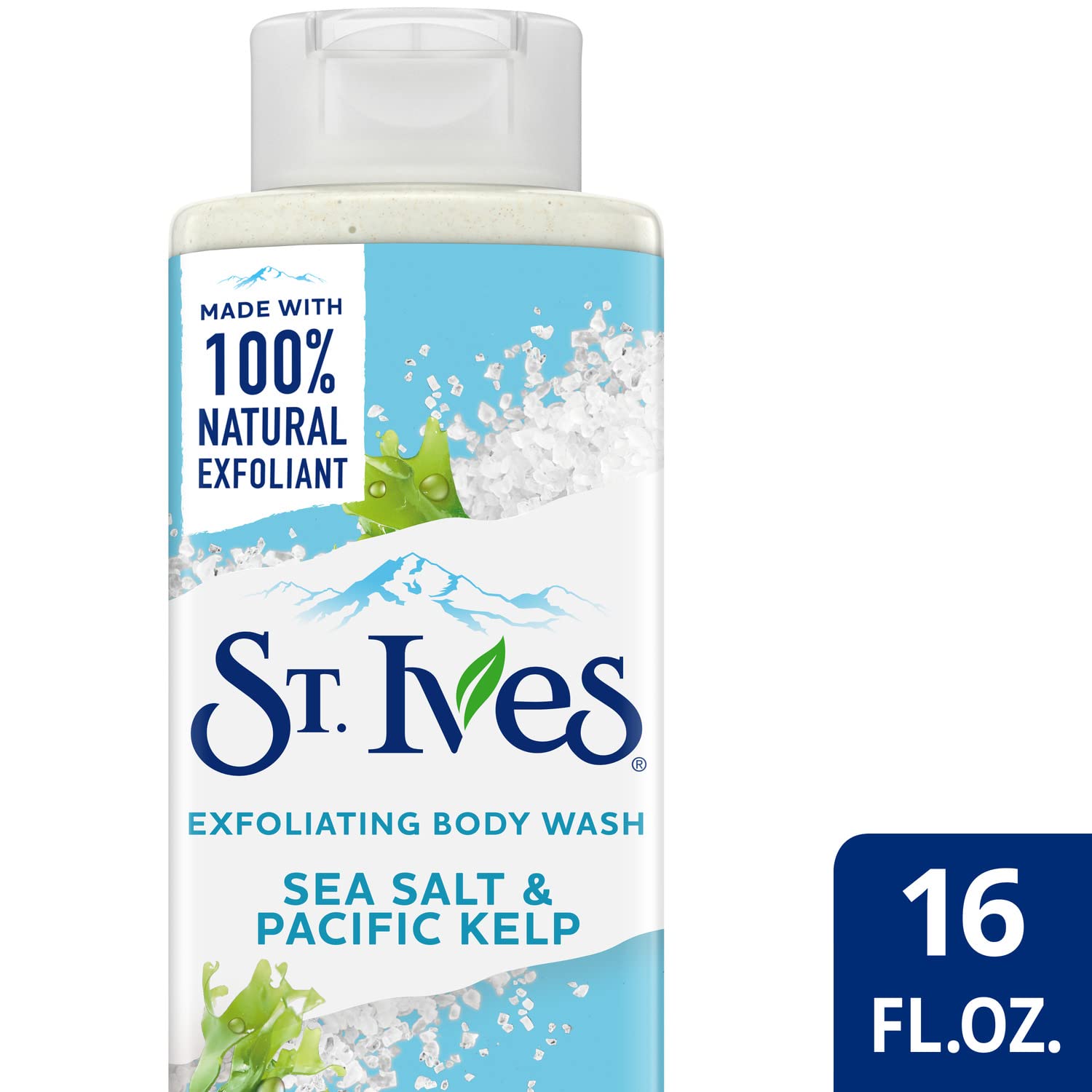 St. Ives Exfoliating Body Wash - Sea Salt & Pacific Kelp Scrub, Natural Body Wash, Body Soap, or Hand Soap with Plant-Based Exfoliants for Glowing Skin, 16 Oz Ea (Pack of 3) 