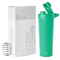 Simple Modern Stainless Steel Shaker Bottle with Ball 24oz | Metal Insulated Cup for Protein Mixes, Shakes and Pre Workout | Rally Collection | Island Jade