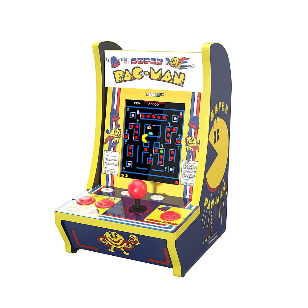 ARCADE 1UP 4-Game Micro Player Mini Arcade Machine: Super Pac-Man Video Game – Fully Playable Electronic Games - Color Display – Speaker – Volume Button
