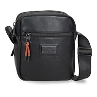 Pepe Jeans Egham Shoulder Bag Two Compartments Black 17 x 22 x 7.5 cm Polyester, Black/White, One Size, Two Compartment Shoulder Bag