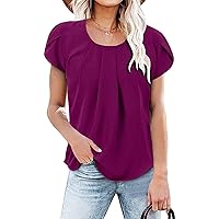 Women Summer Tops 2024 Trendy Round Neck Plain Blouse luv Womens Black Shirts Dressy Casual Fitness tee Tops Fashion