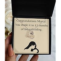 12 Months Breastfeeding Necklace Sterling Silver .925 14k Gold Congratulations Gift Congrats bf Journey Heart Sunflower Wishbone Cross