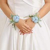shiwaki 2pcs Wedding supplies decoration girl bridesmaid wrist flowers Prom party wrist flowers Wedding decoration gifts blue 