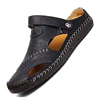 TAzzsx Classic Summer Men's Sandals Genuine Leather Soft Breathable Shoes Designer Beach Roman Brand Sandals Leather Men Sandals Slides