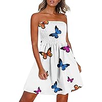 Spring Dresses for Women 2024 Petite Length, Summer Dress for Women Beach Boho Strapless Cover Ups Off Shoulde
