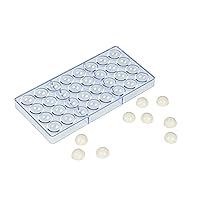 Pastry Tek 10.8 x 5.3 Inch Chocolate Shaping Molds, 10 Freezable Candy Molds - 32 Cavities, Half-Sphere, Clear Polycarbonate Chocolate Molds, Dishwashable, Easy To Release - Restaurantware