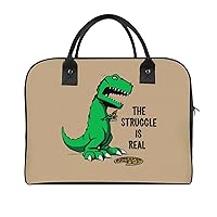 Dinosaur Pizza Travel Tote Bag Large Capacity Laptop Bags Beach Handbag Lightweight Crossbody Shoulder Bags for Office