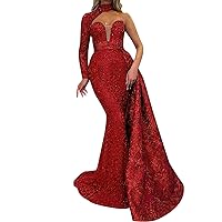 Holiday Dresses for Women 2022 Party Deep V Neck Long Puff Sleeve Sparkle Sequins Bodycon Mini Cocktial Dresses
