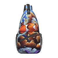 Cross Chest Bag Cartoon Clown Fish Printed Crossbody Sling Backpack Casual Travel Bag For Unisex