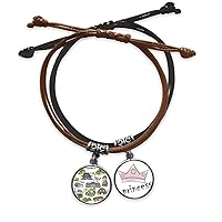 Famous Tourist Attractions in South Korea Bracelet Rope Hand Chain Leather Princess Wristband