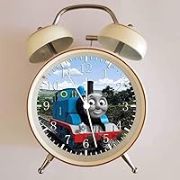 Thomas Train White Alarm Clock E140 Loud Alarm Clock Backlight Quiet Continuous Second Hand Snooze Battery Operated Table Clock Desk Clock Diameter Approximately 4 Inches
