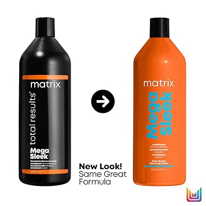 Matrix Mega Sleek Conditioner | Controls Frizz Leaving Hair Smooth & Shiny | Nourishes With Shea Butter | For Dry, Damaged Hair | Salon Professional Conditioner | Packaging May Vary