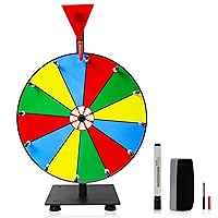 12 Inch Heavy Duty Prize Wheel 12 Slots Color Tabletop Spin The Wheel with Stand, Dry Erase Markers and Eraser for Carnival Trade Show