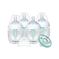 Dr. Talbot's Anti-Colic Bottles with Soft Flex Pacifier - 6 oz - (4-Pack) Baby Bottles for Newborn Babies 0+ Months - Self Sterilizing Bottles with Slow Flow Soft Flex Nipple and Venting System
