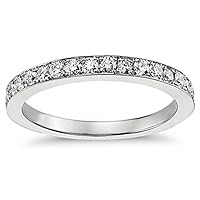 0.50 ct Ladies One Row Diamond Wedding Band Ring in 14 kt White Gold
