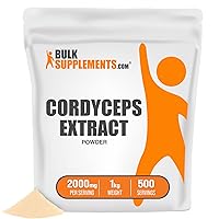 BulkSupplements.com Cordyceps Mushroom Extract (Cordyceps sinensis) - for Energy & Immune Support - Gluten Free, No Filler Powder - 2000mg (2g) per Serving, 500 Servings (1 Kilogram - 2.2 lbs)