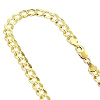 14k Yellow Gold Italy Cuban Curb Solid Chain Necklace 7mm Wide with Lobster Clasp