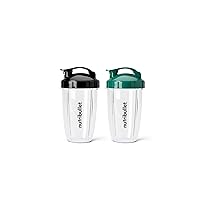 nutribullet® 24 oz To-Go Cups and colored flip-top lids (Black/Green)