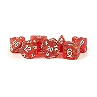 ICY Opal 16mm Resin Poly Dice Set: Red with Silver Numbers
