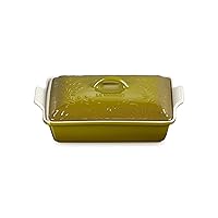 Le Creuset Olive Branch Collection Stoneware Heritage Rectangular Covered Casserole, 4 Qt., Olive