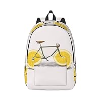 Orange Bicycle Printed Canvas Backpack Capacity Waterproof Laptop Backpack Travel Bag fog Men Women