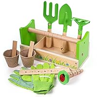 Bigjigs Toys, Gardening Caddy, Wooden Toys, Gardening Tools, Outdoor Toys, Garden Toys, Kids Gardening Set, Children's Gardening Set, Kids Garden Toys