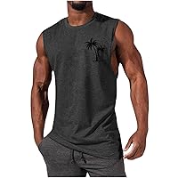Mens Athletic Tank Tops Coconut Print Sleeveless Crew Neck Tshirts for Men Summer Leisure Fitness Vest Gym