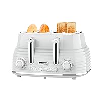 4-Slice Toaster, Retro Toaster with Long Extra-Wide Slots and Removable Tray, Cancel/Bagel/Reheat Function, 6 Shape Options, BPA free(Grey)