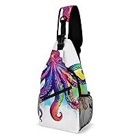Chest Bag Sling Bag for Men Women Colorful Octopus Sport Sling Backpack Lightweight Shoulder Bag for Travel