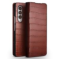 Case for Samsung Galaxy Z Fold 3/Fold 4 Ultra-Thin Flip Cover Leather Magnetic Suction Phone Case Folding Screen Full Package Drop-Proof Case (Brown,Z Fold 3/Fold 4)