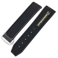 Rubber Watchband for Omega Speedmaster 20mm 22mm Watch Strap Stainless Steel Deployment Buckle (Color : Yellow, Size : 22mm)