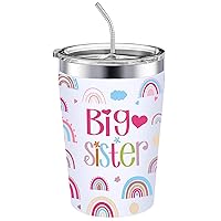Big Sister Gift 12 oz Pink Big Sister Vacuum Insulated Stainless Steel Tumbler for Sister Announcement Big Sister
