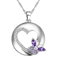 Uloveido Crystal Heart Necklace Love Pendant Wedding Valentines Jewelry for Women