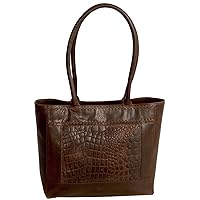 STS Ranchwear Womens Catalina Croc Chestnut Leather Tote Bag