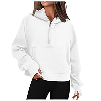 Pullover Hoodie Women Women's Long Sleeve Casual Lapel Pullover Half Zip Sweatshirts Cropped Sweatshirts With
