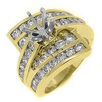 18k Yellow Gold Round Diamond Engagement Ring Semi Mount 2.82 Carats