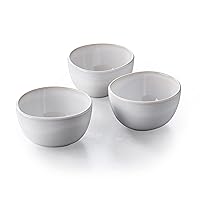 Cotton White Glazed Stoneware 4-Inch Bowls, Set of 3