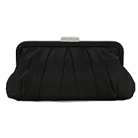 CHARMING TAILOR Classic Pleated Satin Clutch Bag Diamante Embellished Formal Handbag for Wedding/Prom/Black-Tie Events