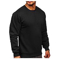 Men's Basic Crew Neck Sweatshirt Solid Color Long Sleeve Pullover Spring Autumn Casual Sweatshirts Loose Fit Top