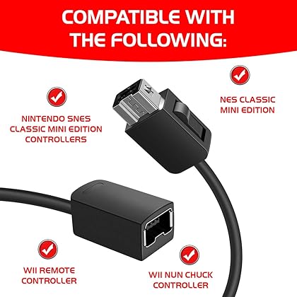 NES Classic Controller Extension Cable 3M / 10ft (2-Pack), i-Kawachi SNES Extension Power Cord for Super Nintendo SNES Classic Edition Controller (2017) and Mini NES Classic Edition (2016)