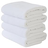 Soleil 4 Pack Bathroom Towel Set - 800 GSM - 100% Cotton - Borderless - Quick Dry Bath Towels - Premium Heavy Luxury Feel - Perfect Match to Your Bathroom Accessories (White)