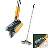3 in 1 Floor Scrub Brush, Floor Scrub Brush with Long Handle, Floor Brush Scrubber with Squeegee 120° Triangular Rotating Brush Head for Cleaning Wall Deck Tile, Swimming Pool, Crevice (Green)