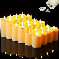 24 Pcs Valentines Flameless Candles Warm White Red Pillar Candles Battery Operated Candles Plastic Fake LED Candles for Home Birthday Wedding, 2.8'' 3.5'' 4.3'' H(White)