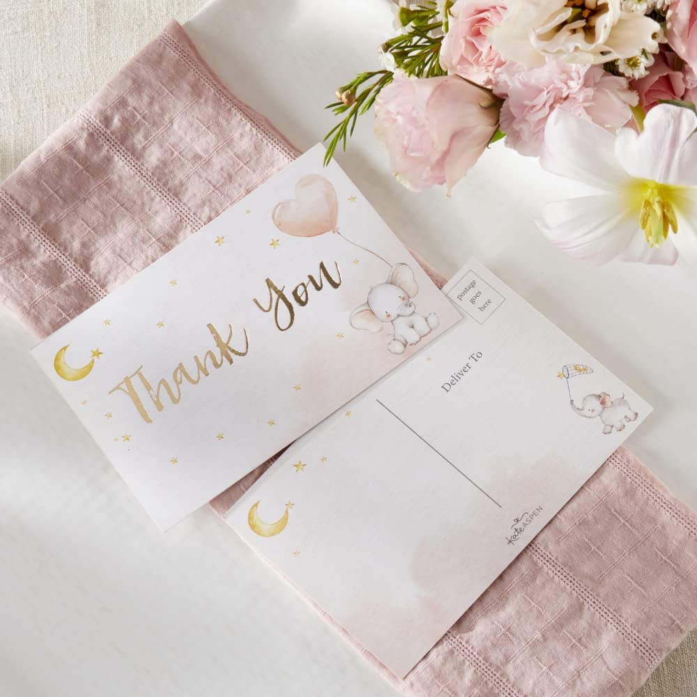 Kate Aspen Elephant Baby Shower Invitation & Thank You Card Bundle - Pink (Set of 25), One Size